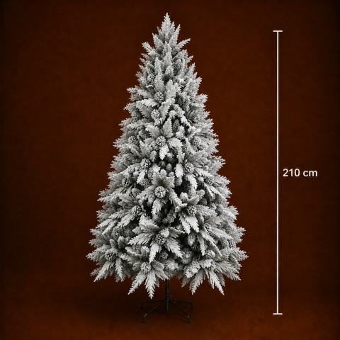 Decoratiune Brad Artificial GLEIS, 210 cm, 1200 varfuri, Suport Metalic, Plastic, Verde [3]
