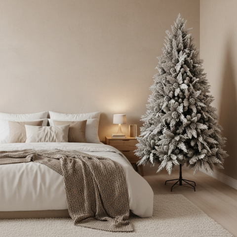 Decoratiune Brad Artificial GLEIS, 210 cm, 1200 varfuri, Suport Metalic, Plastic, Verde [1]