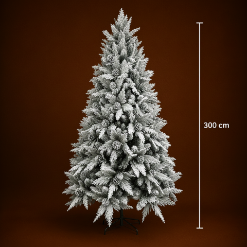 Decoratiune Brad Artificial GLEIS, 300 cm, 3000 varfuri, Suport Metalic, Plastic, Verde [3]