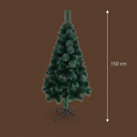 Decoratiune Brad Artificial MANIITSOQ, 150 cm, 130 varfuri, Suport Metalic, Plastic, Verde [3]
