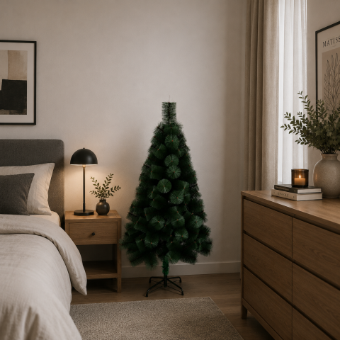 Decoratiune Brad Artificial MANIITSOQ, 150 cm, 130 varfuri, Suport Metalic, Plastic, Verde [2]