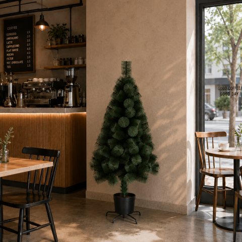 Curte si Gradina- Solutii Smart pentru Exterior - Decoratiune Brad Artificial MANIITSOQ, 180 cm, 220 varfuri, Suport Metalic, Plastic, Verde