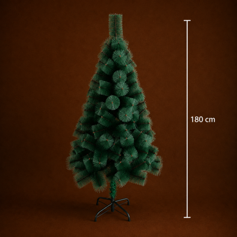 Decoratiune Brad Artificial MANIITSOQ, 180 cm, 220 varfuri, Suport Metalic, Plastic, Verde [3]