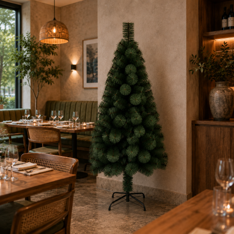 Decoratiune Brad Artificial MANIITSOQ, 210 cm, 280 varfuri, Suport Metalic, Plastic, Verde [2]