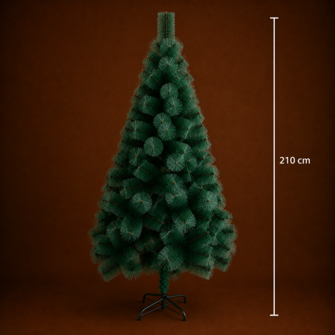 Decoratiune Brad Artificial MANIITSOQ, 210 cm, 280 varfuri, Suport Metalic, Plastic, Verde [3]