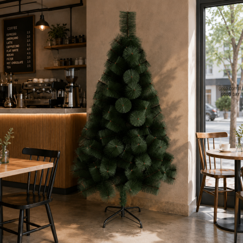 Curte si Gradina- Solutii Smart pentru Exterior - Decoratiune Brad Artificial MANIITSOQ, 210 cm, 280 varfuri, Suport Metalic, Plastic, Verde