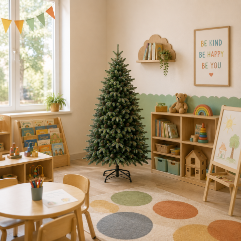 Curte si Gradina- Solutii Smart pentru Exterior - Decoratiune Brad Artificial QAANAAQ, 150 cm, 523 varfuri, Plastic, Verde