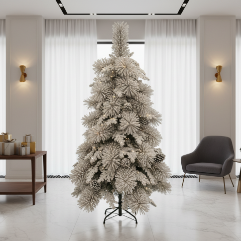 Decoratiune Brad Artificial UPERNAVIK, 180 cm, 550 varfuri, Suport Metalic, Plastic, Verde [1]