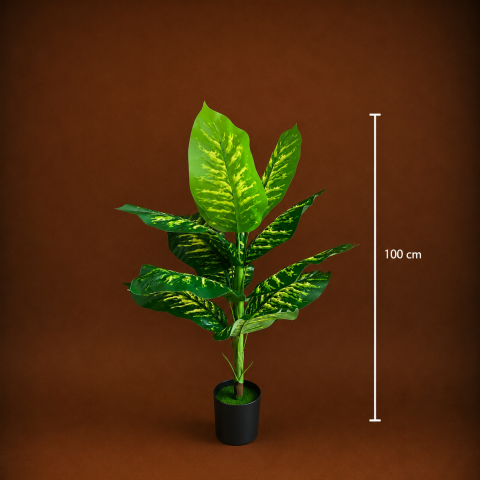 Decoratiune Dieffenbachia, Plastic, 100 cm, Verde [3]