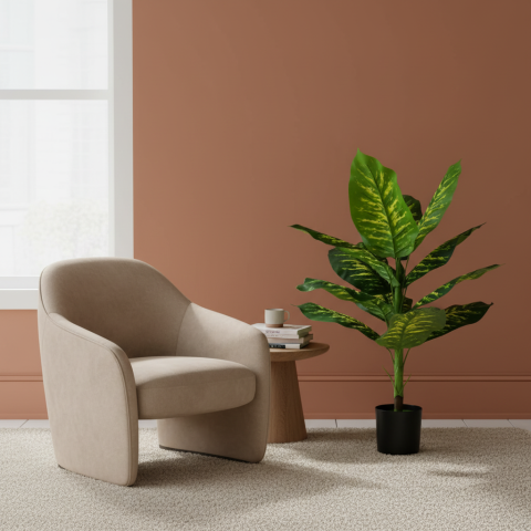 Curte si Gradina- Solutii Smart pentru Exterior - Decoratiune Dieffenbachia, Plastic, 100 cm, Verde