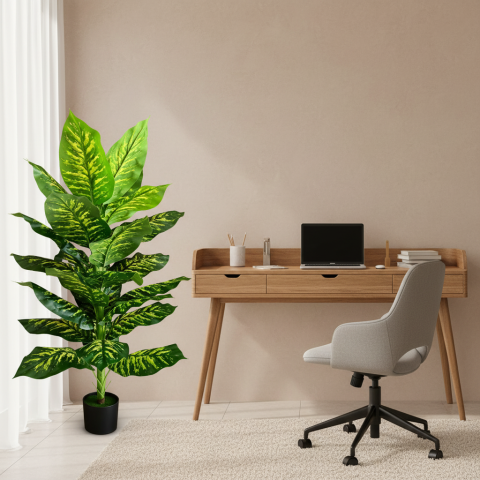 Decoratiune Dieffenbachia, Plastic, 150 cm, Verde [2]