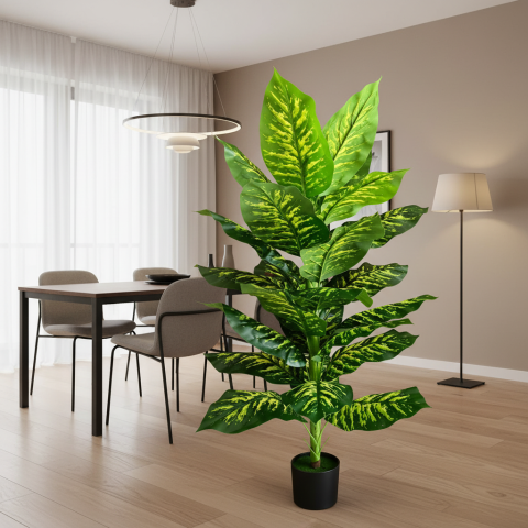 Decoratiune Dieffenbachia, Plastic, 150 cm, Verde [1]