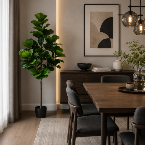 Decoratiune Ficus Lyrata, Plastic, 180 cm, Verde [1]