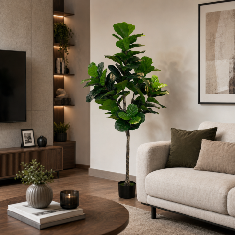 Curte si Gradina- Solutii Smart pentru Exterior - Decoratiune Ficus Lyrata, Plastic, 180 cm, Verde