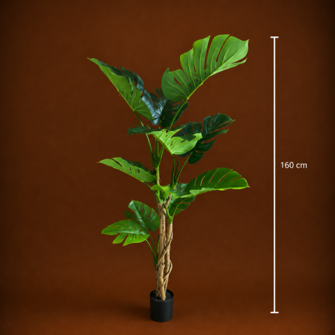 Decoratiune Monstera Deliciosa, 11 frunze, Plastic, 160 cm, Verde [3]