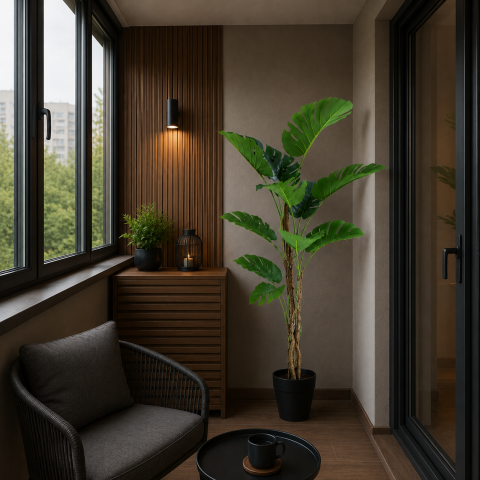 Decoratiune Monstera Deliciosa, 11 frunze, Plastic, 160 cm, Verde [1]