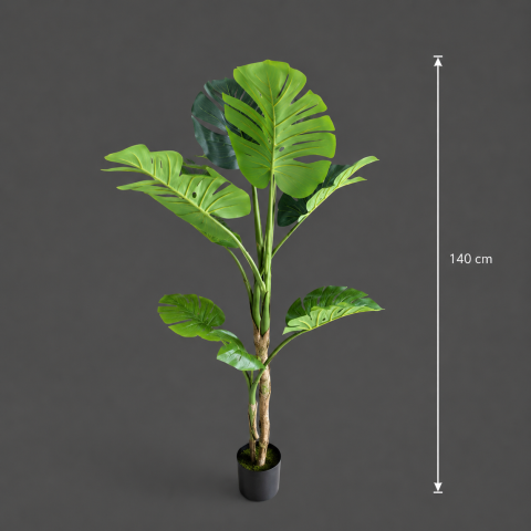 Decoratiune Monstera Deliciosa, 8 frunze, Plastic, 140 cm, Verde [3]