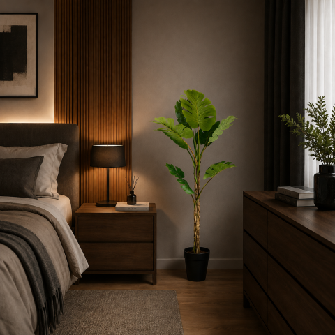 Decoratiune Monstera Deliciosa, 8 frunze, Plastic, 140 cm, Verde [1]