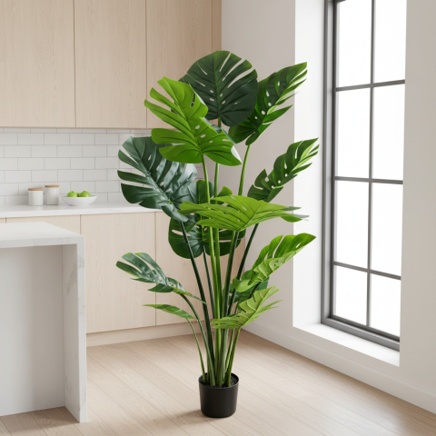 Decoratiune Monstrosa Deliciosa Artificial, Plastic, 160 cm, Verde [1]