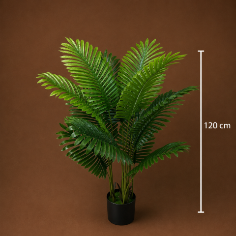 Decoratiune Palmier Areca, Plastic, 12 frunze, 120 cm, Verde [3]