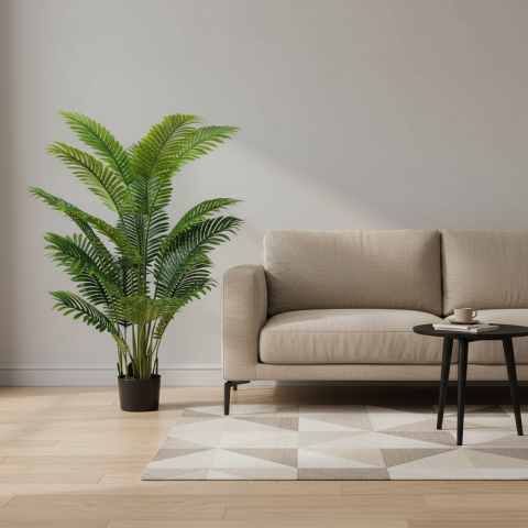 Decoratiune Palmier Areca, Plastic, 15 frunze, 150 cm, Verde [1]