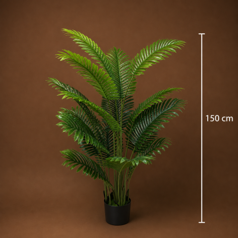 Decoratiune Palmier Areca, Plastic, 15 frunze, 150 cm, Verde [3]