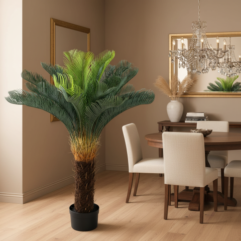 Curte si Gradina- Solutii Smart pentru Exterior - Decoratiune Palmier, Plastic, 36 frunze, 115 cm, Verde