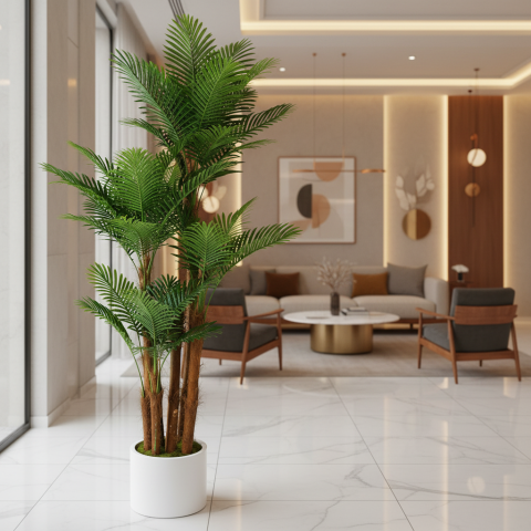 Curte si Gradina- Solutii Smart pentru Exterior - Decoratiune Palmier, Plastic, 4 brate, 170 cm, Verde