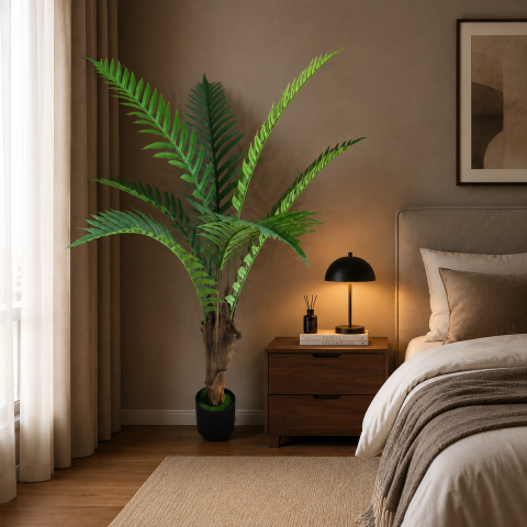Decoratiuni Sarbatori & Sezoniere - Decoratiune Roystonea Regia, 160 cm, 7 frunze, Verde