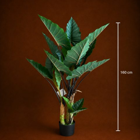 Decoratiune Strelitzia, 3 trunchiuri, Plastic, 160 cm, Verde [3]