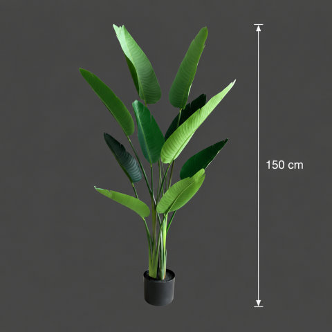 Decoratiune Strelitzia Nicolai, 150 cm, 10 frunze, Verde [3]