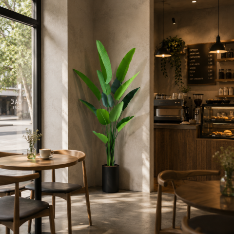 Decoratiuni Sarbatori & Sezoniere - Decoratiune Strelitzia Nicolai, 180 cm, 13 frunze, Verde