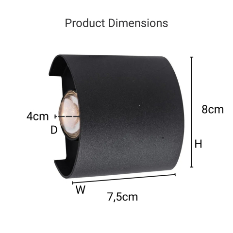 Fantas Aplica LED de Exterior si Interior, 2 Surse x 1W, IP65, Metalic, Negru, 3000K [2]