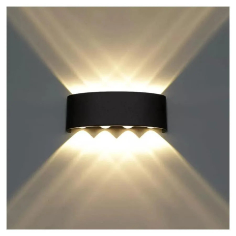Iluminat Smart de Exterior - Fantas Aplica LED de Exterior si Interior, 8 Surse x 1W, IP65, Metalic, Negru, 3000K