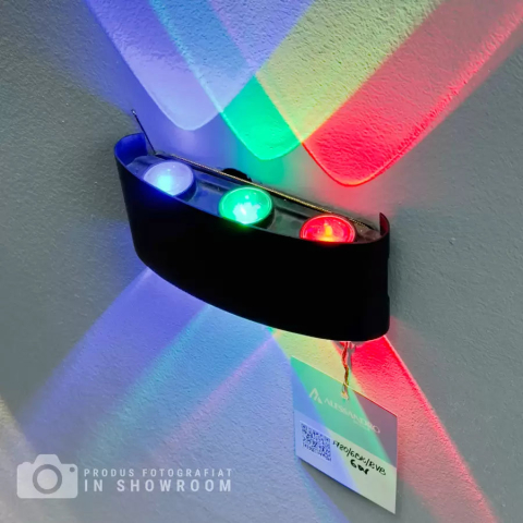 Camere supraveghere si Iluminat Smart pentru Exterior - Fantas Aplica LED RGB Interior/Exterior, 6 Surse x 1W, IP65, Negru, 3000K