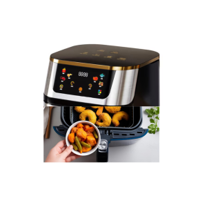 Friteuza cu Aer Cald, 10L, 2000W, Panou Touch, Timer 60 min, Temperatura Reglabila 100-200°C, Incalzire Dubla, Accesorii Incluse [2]