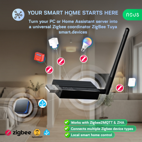 Gateway Universal NOUS E16 Dongle, Zigbee 3.0, Home Assistant, Zigbee2MQTT, Thread, Bluetooth 5.2, ZHA, openHAB [1]