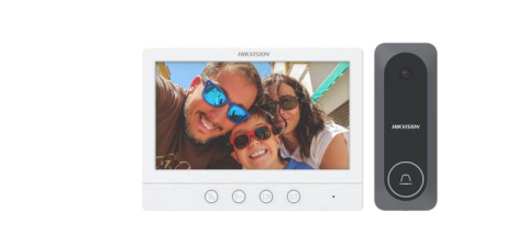 Kit videointerfon analogic, ecran 7 inch, conectare 4 fire pentru 1 familie, IR – Hikvision DS-KIS212 [2]