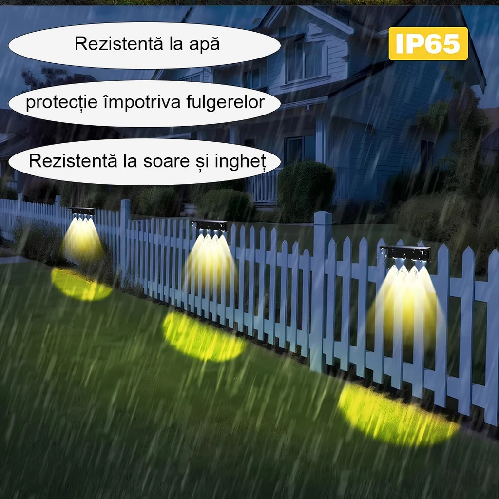 Lampa solara 4 LED-uri, Lumina alba-calda-RGB, IP65, 12 moduri [3]