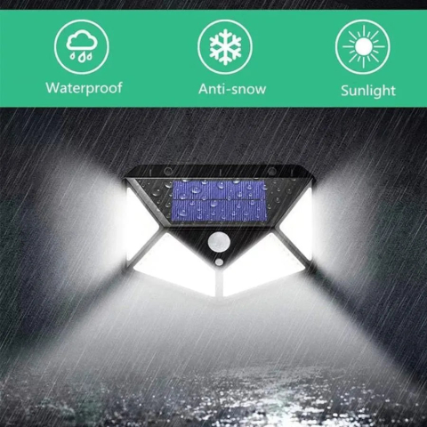 Lampa Solara cu Senzor de Miscare, 100 LED-uri, IP.65, Negru [2]