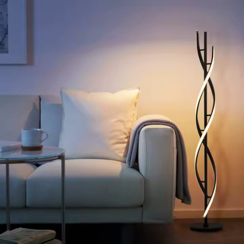 Lampi, Aplice si Corpuri de iluminat Smart - Lampadar LED Upsilon, 27W, 3000K/ 4000K/ 6000K, Metal si Acril, Negru