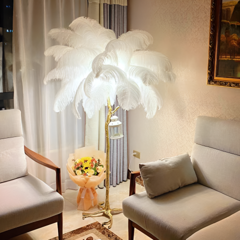 Veioze & Lampadare - Lampadar Pene Politidis 1 X E14 120cm Alb Auriu