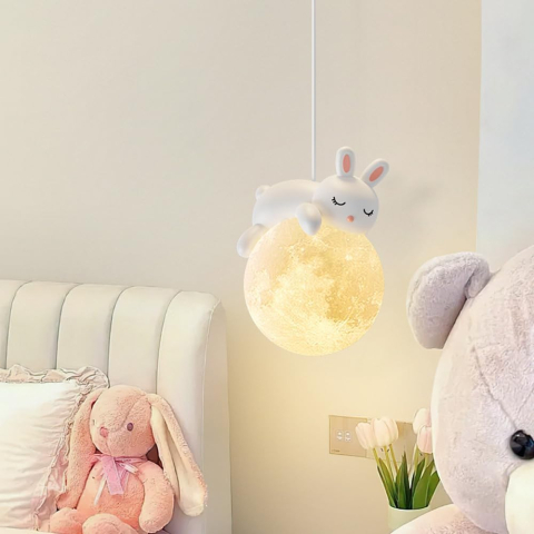 Lustra BUNNY, 1xE27, D15 cm, Metal Rasina, Alb [1]