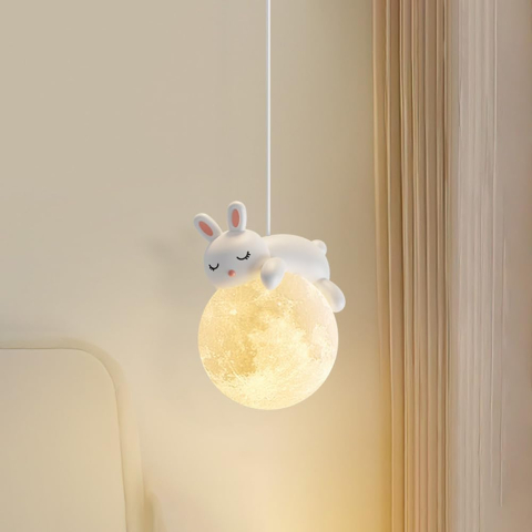 Lustra BUNNY, 1xE27, D15 cm, Metal Rasina, Alb [2]