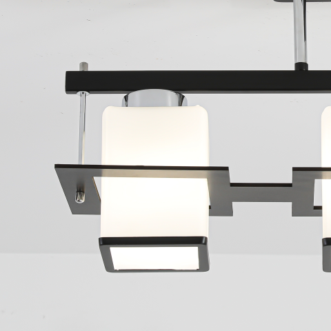 Lustra Clasica Aramis cu Lemn Abajur Patrat 3x E27 Gri Negru [1]