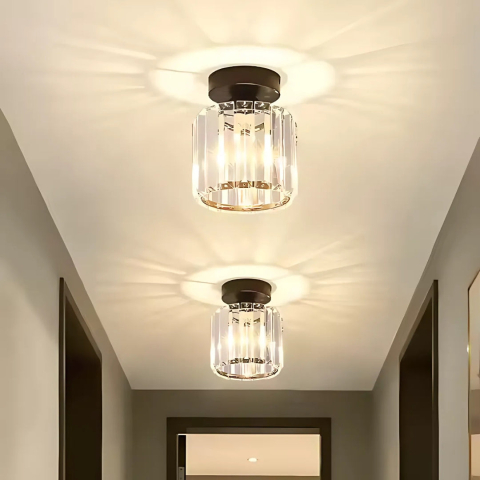 Lustra Clasica, Georgiana, 1x E27, Abajur Sticla, Negru, Metal si Sticla [3]