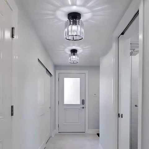 Produse Alessandro - Lustra Clasica, Georgiana, 1x E27, Abajur Sticla, Negru, Metal si Sticla