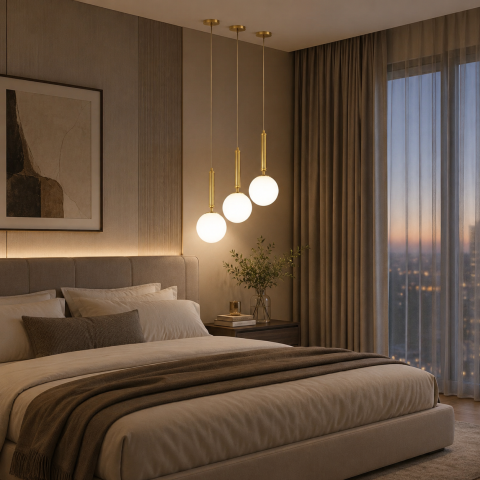 Iluminat Smart Home - Lustra Clasica Moderna Ilulissat, 3xE27, Metal si Plastic, Auriu, Becuri Neincluse
