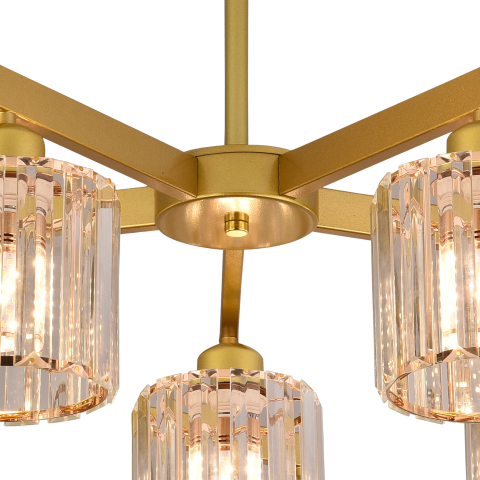 Lustra Clasica Moderna LC110/5GD cu Cristal, 5xE27, Auriu, Metal si Cristal [3]