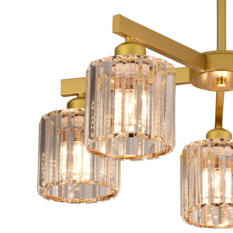 Lustra Clasica Moderna LC110/5GD cu Cristal, 5xE27, Auriu, Metal si Cristal [1]
